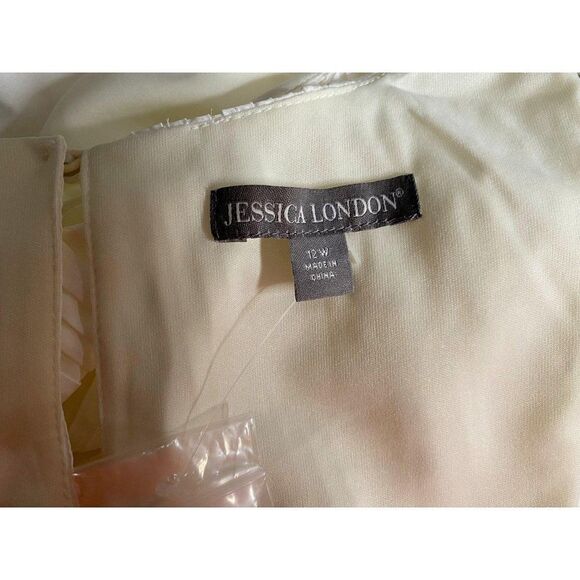 Jessica London Off White Accordion Pleat Ruffled Cap Sleeve Blouse 12W  NWOT - Picture 5 of 5